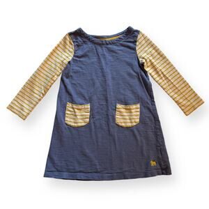 Mini Boden blue with yellow stripes pocket dress